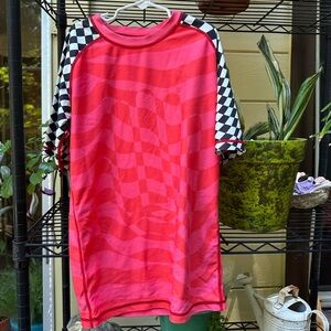 NFID ‘Kill Your Ego’ Red and Black Checkered Men's Rash Guard Size XS